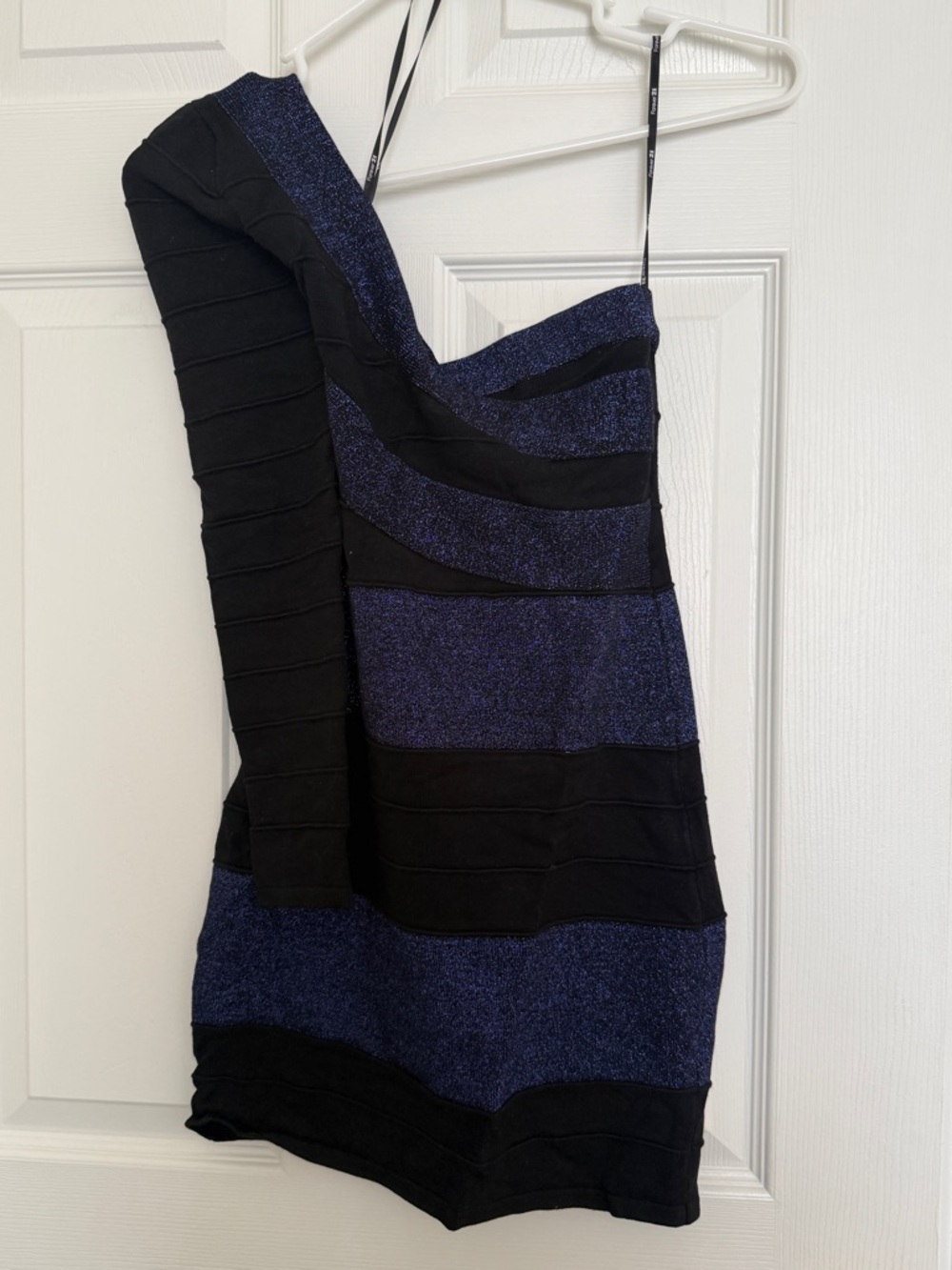 Forever 21 One-Shoulder Black and Blue Bandage Dress